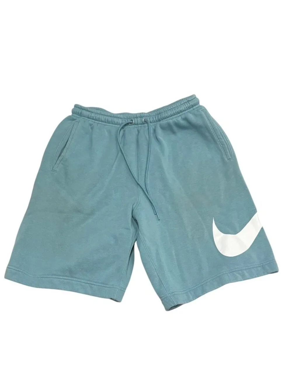 NIKE Club Brushed Fleece Shorts Swoosh Graphic Blue White Sz S FN3906-464